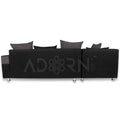 Adorn India Adillac 5 Seater Corner Sofa(Left Side Handle)(Grey & Black)