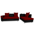 Adorn India Adillac 5 Seater Corner Sofa (Maroon & Black)