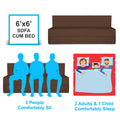 Adorn India Easy Treno 3 Seater Sofa Cum Bed Sit & Sleep Perfect for Guest, Colour Brown, 6'x6', (1 Year Warranty)