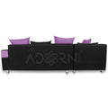 Adorn India Adillac 6 Seater Corner Sofa(Left Side Handle)(Light Purple & Black)