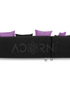 Adorn India Adillac 5 Seater Corner Sofa(Left Side Handle)(Light Purple & Black)