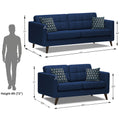 Adorn India Chilly 5 Seater 3+2 Fabric Sofa Set (Blue) (3 Year Warranty)