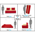 Adorn India Easy 4 Seater Sofa Cum Bed (2 Years Warrenty Quality Foam)-Perfect for Seat & Sleep Washeble Polyster Fabric Cover (Red & Beige) 6'x6'.Pillows Free (1 Year Warranty)