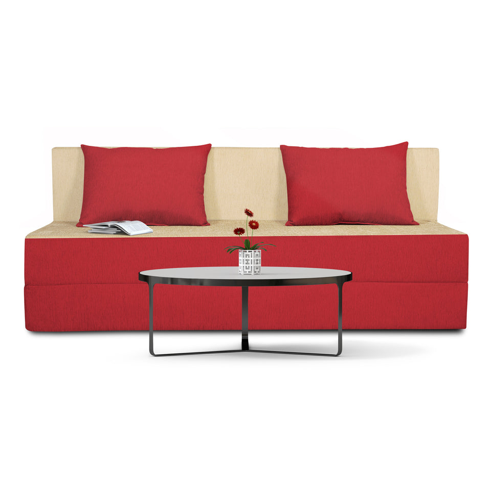 3 Seater Sofa Cum Bed Easy (Red) d and Beige (5x6)