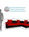 Adorn India Adillac 5 Seater Corner Sofa(Right Side)(Red & Black)
