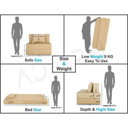 Adorn India Easy Single Seater Sofa Cum Bed Alyn 3'x 6' (Beige)