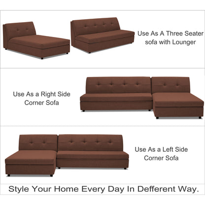 Adorn India Atlas Modular Sofa Set (Brown)