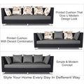 Adorn India Exclusive Two Tone Alica Three Seater Sofa (Light Grey & Black), Wood, Foam