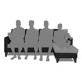 Adorn India Denver L Shape 5 Seater Sofa Set RHS (Grey & Black) (3 Year Warranty)