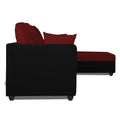 Zink Straight line L Shape 6 Seater Sofa Plain Cushion (Maroon & Black)