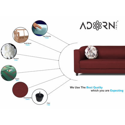 Adorn India Brisco 3 Seater Sofa (Maroon)