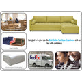 Adorn India Alexander L Shape 7 Seater Sofa Set with Ottoman Puffy RHS (Green) (3 Year Warranty)