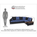 Adorn India Orlando Fabric L Shape Sofa (Black & Blue)