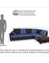 Adorn India Orlando Fabric  L Shape 6 seater Sofa set (Black & Blue)