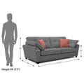 Adorn India Moris 3 Seater Sofa (Grey) (3 Year Warranty)