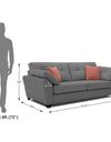 Adorn India Moris 3 Seater Fabric Sofa (Grey)