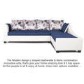 Adorn India Aliana L Shape Leatherette Fabric 6 Seater Sofa (Blue & White)