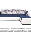 Adorn India Aliana L Shape Leatherette Fabric 6 Seater Sofa (Blue & White)