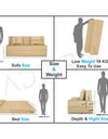 Adorn India Easy Three Seater Sofa Cum Bed Alyn 6'x 6' (Beige)