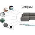Adorn India Alexander L Shape 7 Seater Sofa Set with Ottoman Puffy LHS (Light Grey) (3 Year Warranty)