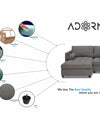 Adorn India Alexander L Shape Sofa (Left Side Handle)(Light Grey)