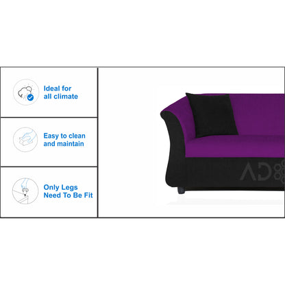 Adorn India Acura 3 Seater Sofa(Dark Purple & Black)