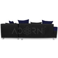Adorn India Adillac 5 Seater Corner Sofa(Right Side)(Navy Blue & Black), Wood, Foam
