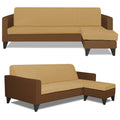 Adorn India Aladra L Shape Decent 5 Seater Sofa Set RHS (Brown & Beige) (3 Year Warranty)