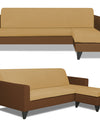 Adorn India Aladra L Shape Decent 5 Seater Sofa Set (Right Hand Side) (Brown & Beige)