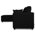 Zink Straight line L Shape 5 Seater Sofa Plain Cushion (Left Side Handle)(Black), Wood, Foam