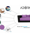 Adorn India Almond 3 Seater Sofa cumbed(Light Purple & Black)