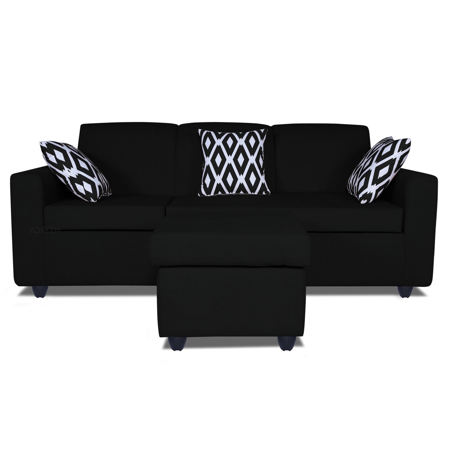 Adorn India Monteno Modular Sofa Set (Black)