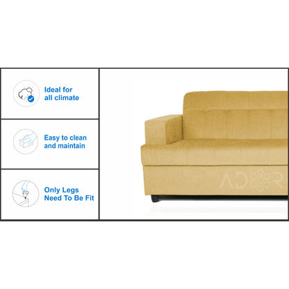 Adorn India Aleena 3 Seater Sofa(Light Yellow)