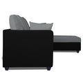 Zink Straight line L Shape 6 Seater Sofa Plain Cushion (Grey & Black)