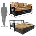 Adorn India Polar Black Metal Three Seater Sofa Cum Bed with Storage (6 x 5) (Beige)