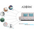 Adorn India Roselyn 3 Seater Sofa Cum Bed Digitel Print (Aqua Blue), Wood, Foam