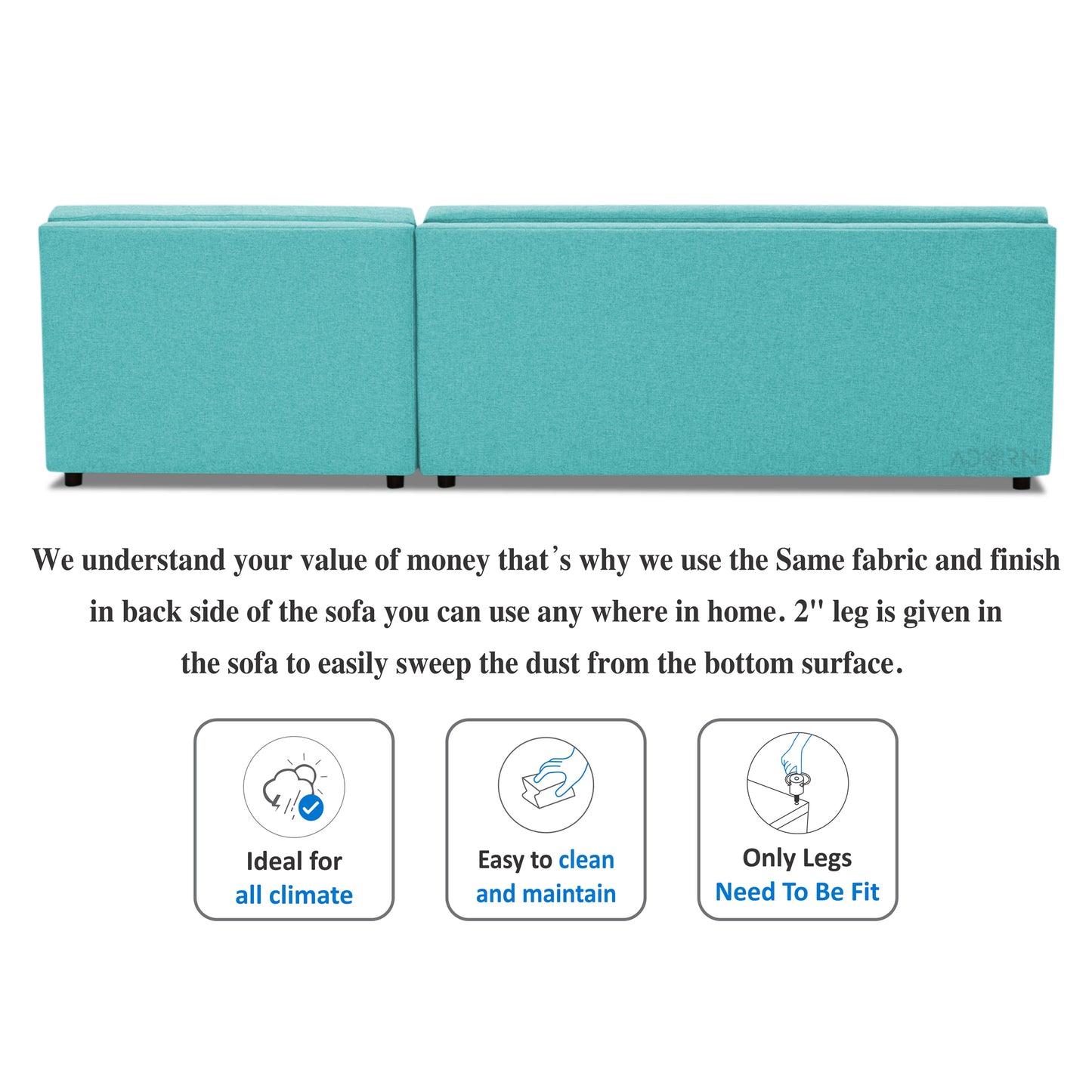 Adorn India Atlas Modular Sofa Set (Aqua Blue)