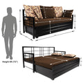 Adorn India Polar Black Metal Three Seater Sofa Cum Bed with Storage (6 x 5) (Brown)