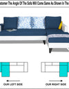 Adorn India Ashley L Shape Digitel Print Leatherette Fabric Sofa Set 8 Seater with 2 Ottoman Puffy & Center Table (Right Side) (Blue)