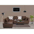 Adorn India Mclain L Shape 6 Seater Sofa (Left Side Handle)(Brown)