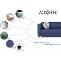 Adorn India Brisco 3 Seater Sofa (Blue), Wood, Foam