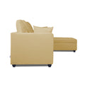 Zink Straight line L Shape 6 Seater Sofa Plain Cushion (Beige)