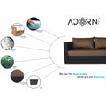 3 Seater Sofa Cum Bed Exclusive Two Tone Straight Line (Camel & Black), Wood, Foam