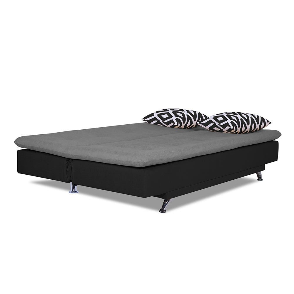 Adorn India Aspen Two Tone Rhombus Sofa Cum Bed (Grey & Black)
