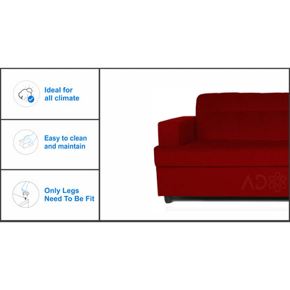 Adorn India Aleena 3 Seater Sofa(Maroon)