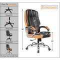 Adorn India Elegante, High-Back Leatherette and Rubberwood Adjustable Executive Office Ergonomic Chair (Black & Tan)
