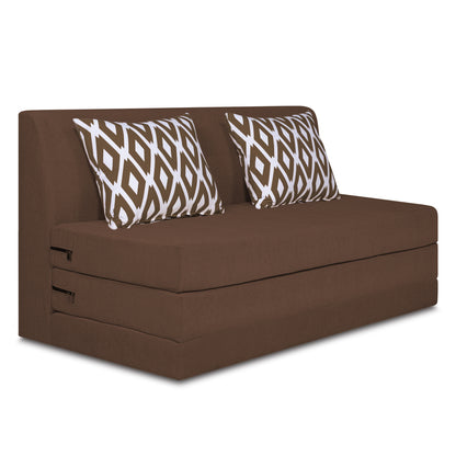 Adorn India Easy Highback Three Seater Sofa Cum Bed Rhombus 6' x 6' (Brown)