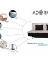 Adorn India Berry 3 Seater Sofa Cum Bed Digitel Print (Grey & Black)