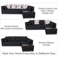 Adorn India Mclain L Shape 6 Seater Sofa (Black)