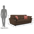 Adorn India Moris 3 Seater Fabric Sofa (Brown) (3 Year Warranty)